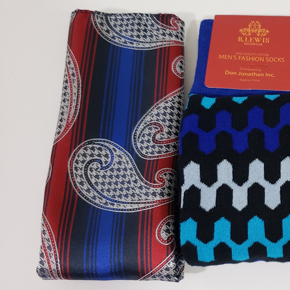 Bow Tie Hanky Socks Box Set by R Lewis RGB001 Blue - Picture 3 of 7